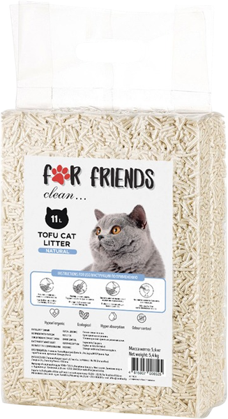 Изображение товара Наполнитель для туалета For Friends Tofu Natural / TUZ905 (без запаха, 11л)