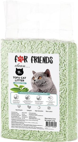 Изображение товара Наполнитель для туалета For Friends Tofu Green tea / TUZ906 (зеленый чай, 11л)