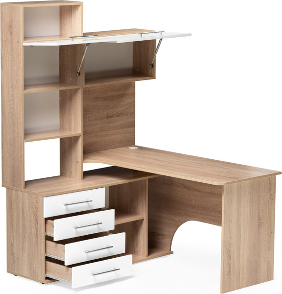 Изображение товара Стол-стеллаж Woodville КСТ-14.1Л / 285121 (левый, дуб сонома/белый)