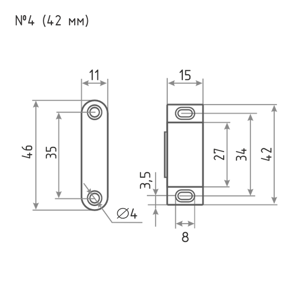 Изображение товара Защелка мебельная Нора-М Магнитная №4 42мм (коричневый)