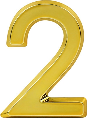Изображение товара Цифра дверная Нора-М 2 50мм самоклеющаяся / 20075 (золотистый, пластик)