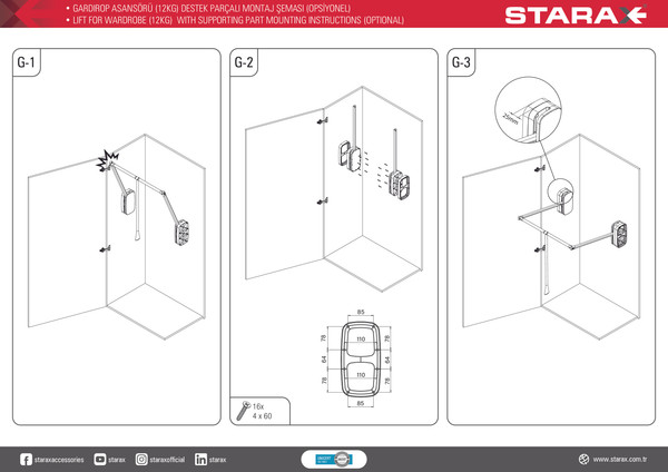 Изображение товара Пантограф мебельный Starax S-6012-G (12кг, серый)