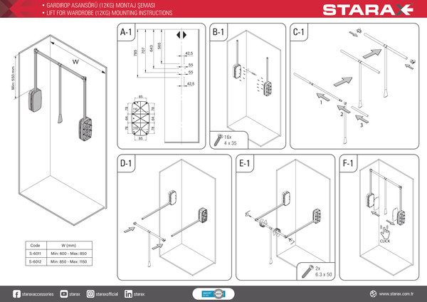 Изображение товара Пантограф мебельный Starax S-6012-G (12кг, серый)