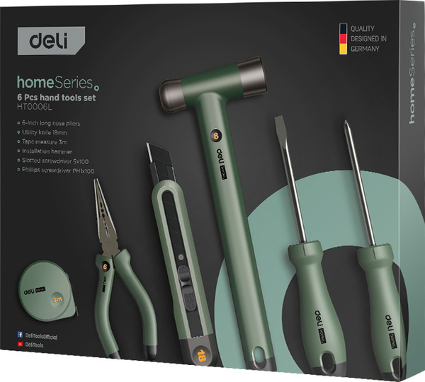 Изображение товара Универсальный набор инструментов Deli Home / HT0006L (6пр, зеленый)