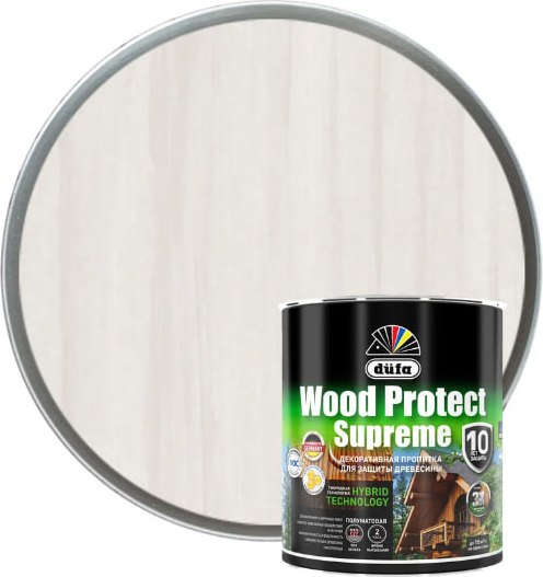 Изображение товара Пропитка для дерева Dufa Wood Protect Supreme (750мл, белый)