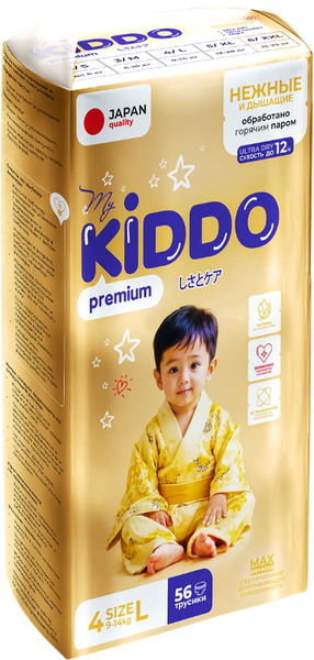 Изображение товара Подгузники-трусики детские MyKiddo Premium L 9-14кг (56шт)