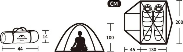 Изображение товара Палатка Naturehike P-Series NH18Z022-P 210T/65D / 6927595783597 (серый-голубой)