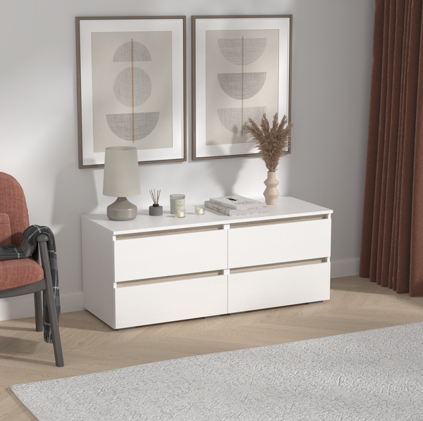 Изображение товара Тумба Кортекс-мебель Бари 120 4ш (белый/белый/дуб сонома)