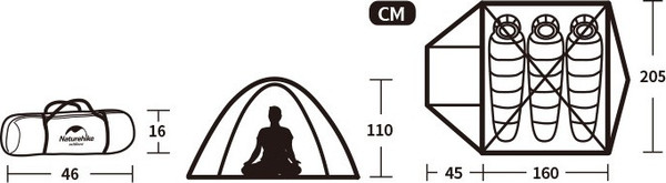 Изображение товара Палатка Naturehike P-Series NH18Z033-P 210T/65D / 6927595783634 (серо-голубой)