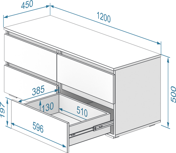 Изображение товара Тумба Кортекс-мебель Бари 120 4ш (дуб сонома/дуб сонома/белый)