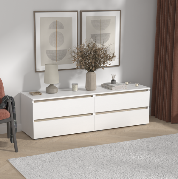 Изображение товара Тумба Кортекс-мебель Бари 160 4ш (белый/белый/дуб сонома)