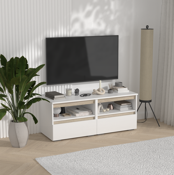 Изображение товара Тумба Кортекс-мебель Бари ТВ 120 2ш-2 (белый/белый/дуб сонома)