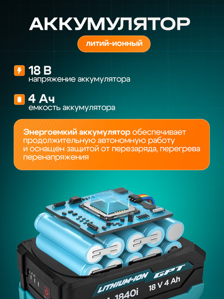 Изображение товара Триммер аккумуляторный GPT CCS-M2040B01-1A BL