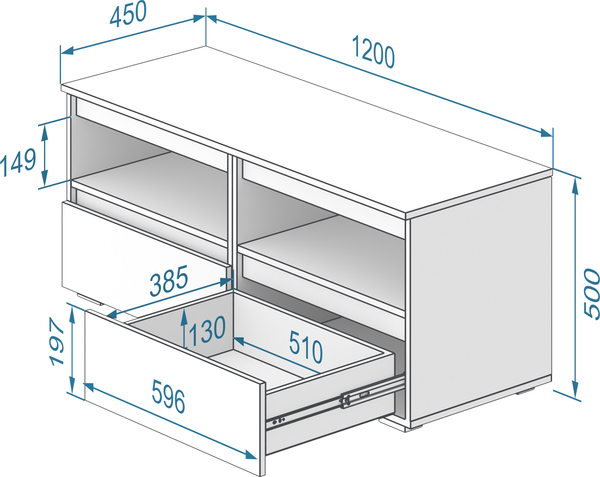 Изображение товара Тумба Кортекс-мебель Бари ТВ 120 2ш-2 (дуб сонома/дуб сонома/белый)