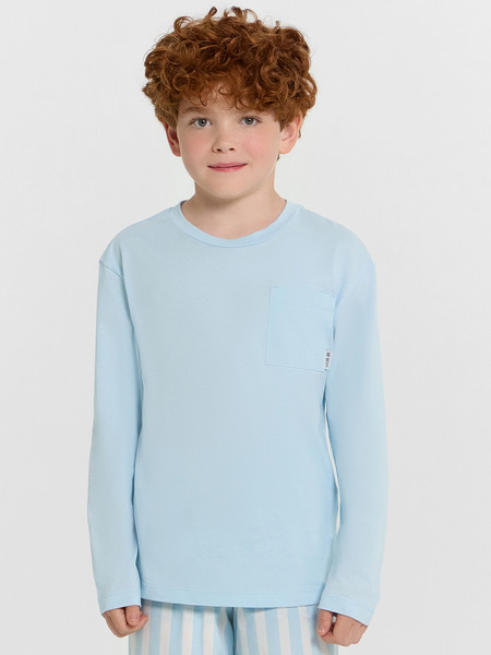 Изображение товара Пижама детская Mark Formelle 563330 (р.134-68-60, голубое небо/голубая полоска на белом)