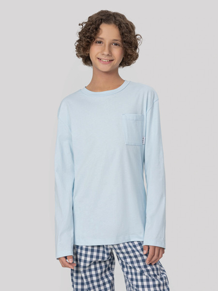 Изображение товара Пижама детская Mark Formelle 563330 (р.140-68-60, голубое небо/синяя клетка)