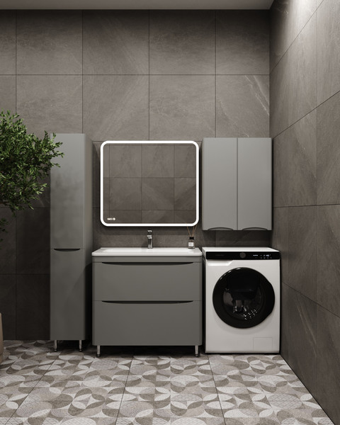 Изображение товара Тумба под умывальник Symbolite Бергамо мини 80 Люкс Plus 2 ящика (серый)