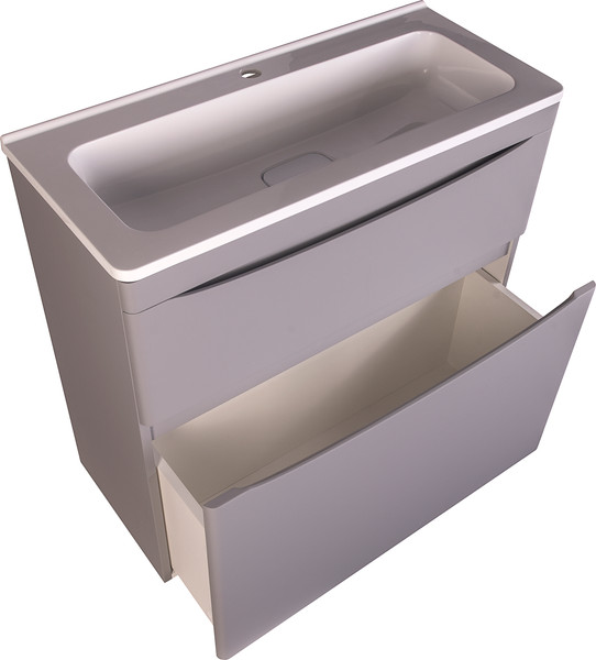 Изображение товара Тумба под умывальник Symbolite Бергамо мини 80 Люкс Plus 2 ящика (серый)