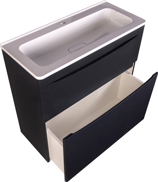 Изображение товара Тумба под умывальник Symbolite Бергамо мини 80 Люкс Plus 2 ящика (черный)