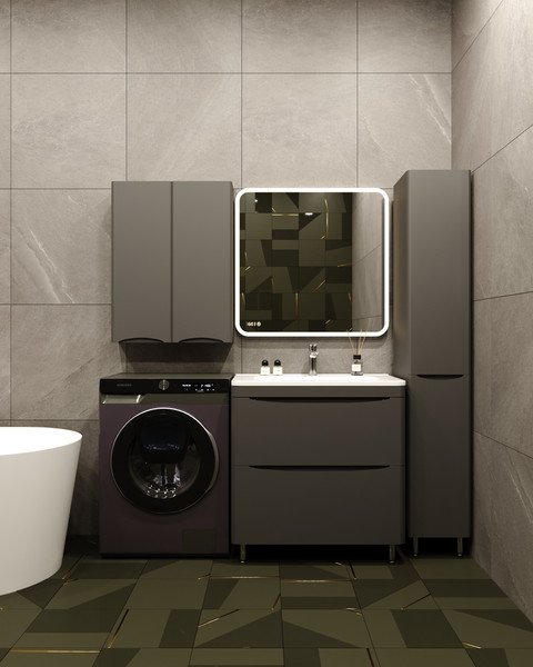 Изображение товара Тумба под умывальник Symbolite Бергамо мини 80 Люкс Plus 2 ящика (черный)