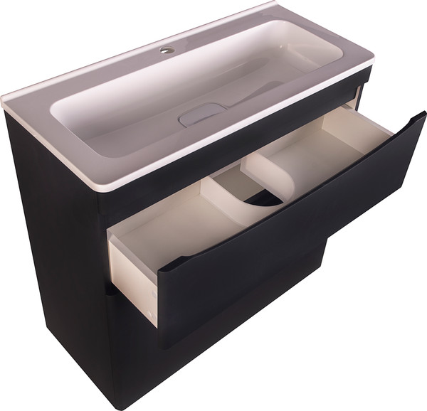 Изображение товара Тумба под умывальник Symbolite Бергамо мини 80 Люкс Plus 2 ящика (черный)