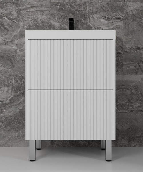 Изображение товара Тумба под умывальник Symbolite Стокгольм 60 Classic Push 2 ящика (белый рифленый софт)