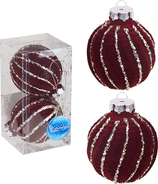 Изображение товара Набор шаров новогодних Волшебная страна Бургунди / 110454 (2шт)