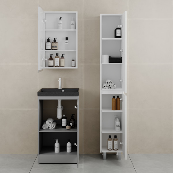 Изображение товара Тумба под умывальник Symbolite Батлер Люкс Plus 1 ящик (серый)