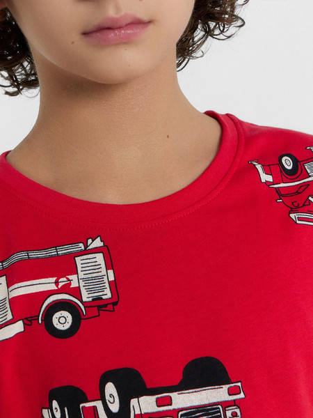 Изображение товара Пижама детская Mark Formelle 563311 (р.134-68, пожарные машинки на красном)