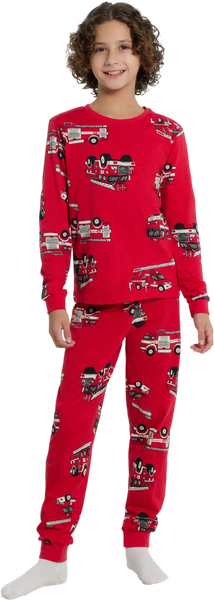 Изображение товара Пижама детская Mark Formelle 563311 (р.134-68, пожарные машинки на красном)