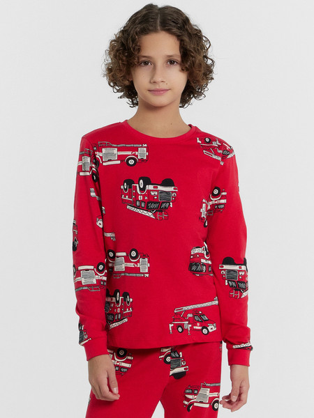 Изображение товара Пижама детская Mark Formelle 563311 (р.134-68, пожарные машинки на красном)