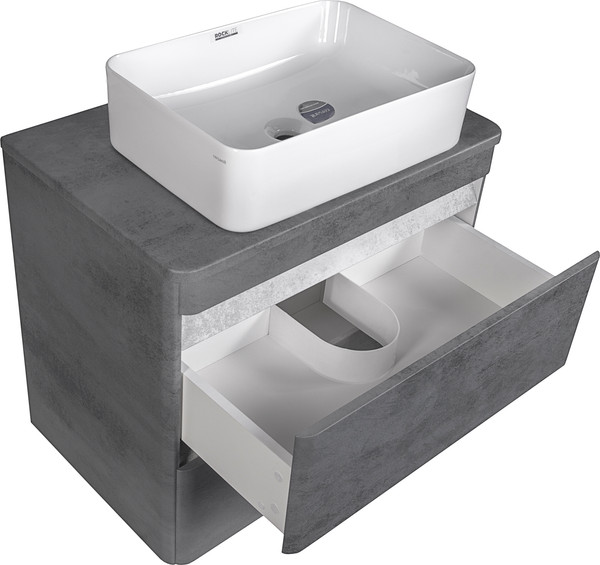 Изображение товара Тумба под умывальник Symbolite Атлантика 70 Люкс Plus 2 ящика со столешницей (подвесная, бетон темный)
