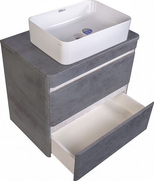 Изображение товара Тумба под умывальник Symbolite Атлантика 70 Люкс Plus 2 ящика со столешницей (подвесная, бетон темный)