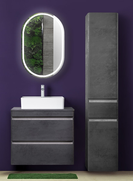 Изображение товара Тумба под умывальник Symbolite Атлантика 70 Люкс Plus 2 ящика со столешницей (подвесная, бетон темный)