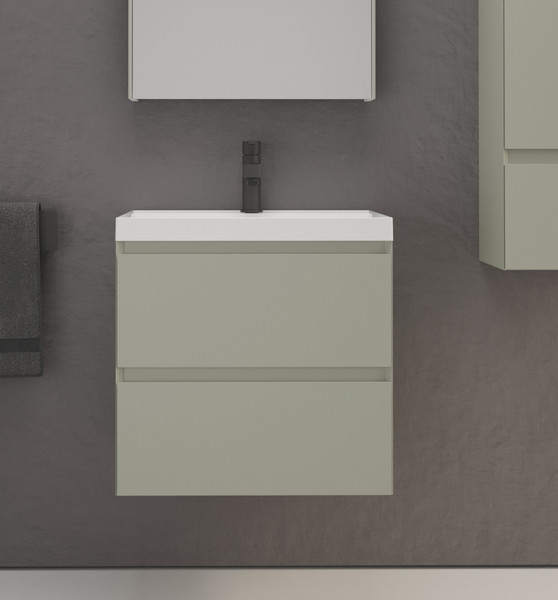 Изображение товара Тумба под умывальник Symbolite Манхэттен 60 Plus 2 ящика (подвесная, олива)