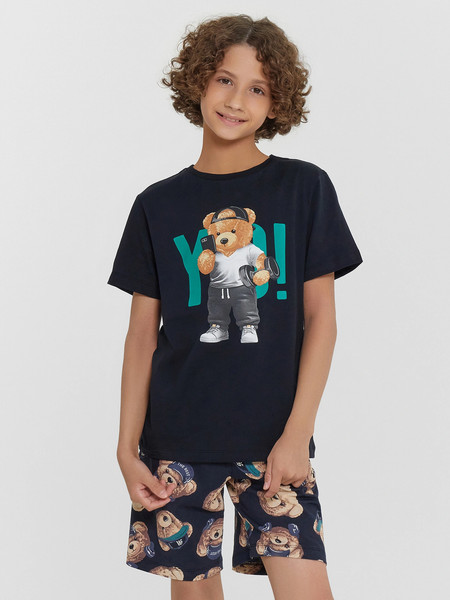 Изображение товара Пижама детская Mark Formelle 563318 (р.134-68, черный/мишки на неви)