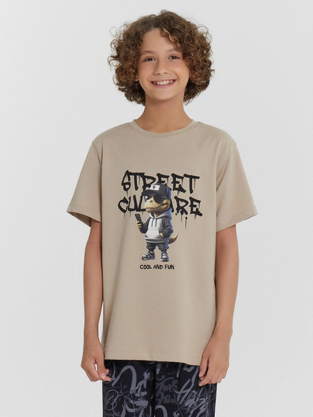 Изображение товара Пижама детская Mark Formelle 563321-1 (р.122-60, бежевый/граффити на черном)