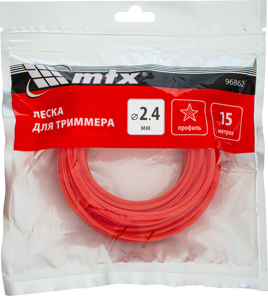 Изображение товара Леска для триммера MTX Звезда 2.4мм / 96862 (15м)