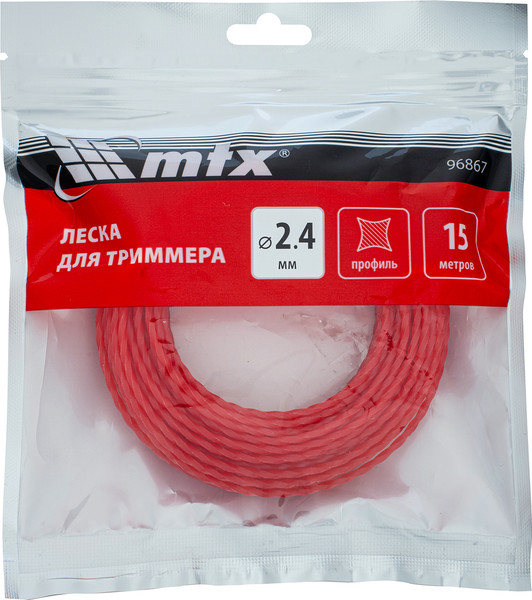 Изображение товара Леска для триммера MTX Витой квадрат 2.4мм / 96867 (15м)