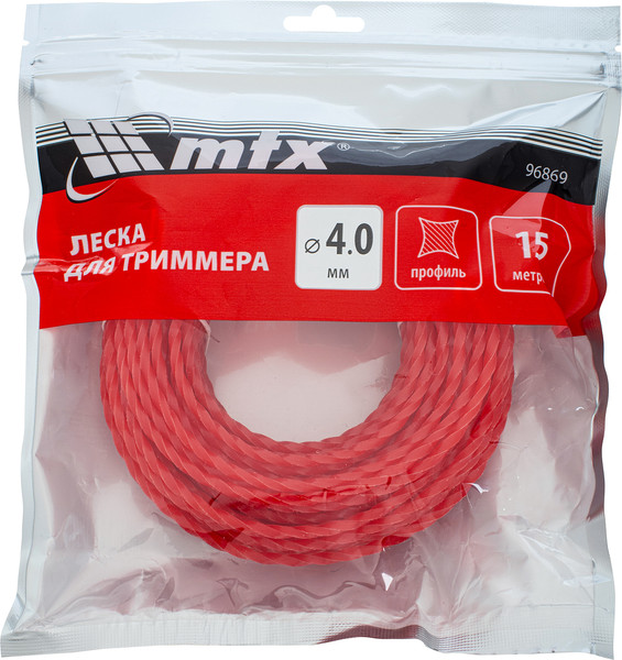 Изображение товара Леска для триммера MTX Витой квадрат 4мм / 96869 (15м)