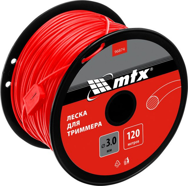 Изображение товара Леска для триммера MTX Круглая 3мм / 96874 (120м, на катушке)
