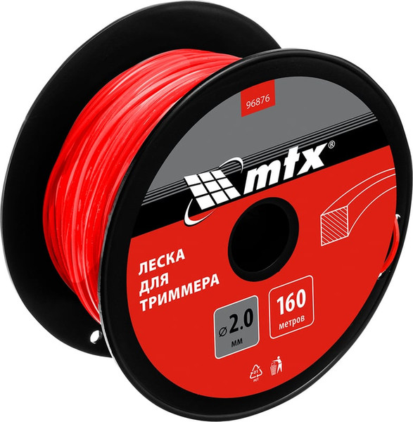 Изображение товара Леска для триммера MTX Квадрат 2мм / 96876 (160м, на катушке)