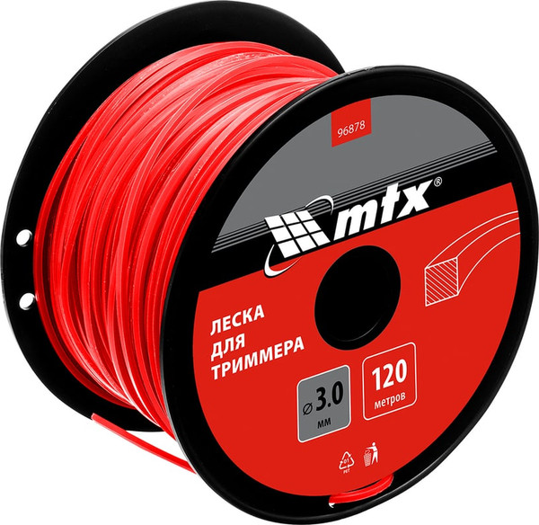 Изображение товара Леска для триммера MTX Квадрат 3мм / 96878 (120м, на катушке)