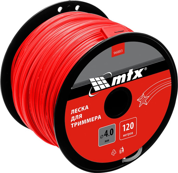 Изображение товара Леска для триммера MTX Звезда 4мм / 96883 (120м, на катушке)