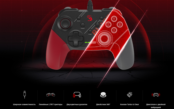 Изображение товара Геймпад A4Tech Bloody GP30 Sports (черный/голубой)