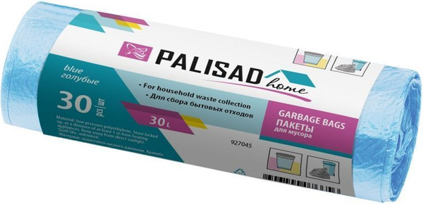 Изображение товара Пакеты для мусора Palisad Home 30л / 927045 (30шт, голубой)