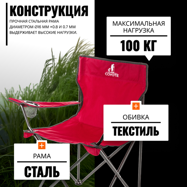 Изображение товара Комплект кресел складных Coyote HKC-1001A (2шт, красный)
