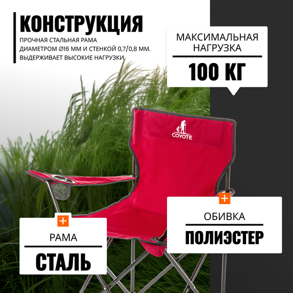Изображение товара Комплект кресел складных Coyote HKC-1001A (2шт, красный)