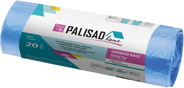 Изображение товара Пакеты для мусора Palisad Home 60л / 927205 (20шт, синий)