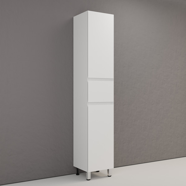 Изображение товара Шкаф-пенал для ванной Symbolite Лима 36 Plus 1 ящик 2 створки (напольный, белый матовый)